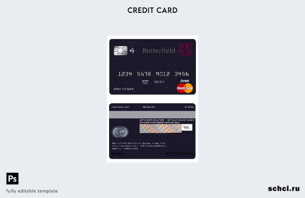цифровая загрузка шаблона дебетовой карты Mastercard банка Barbados Butterfield